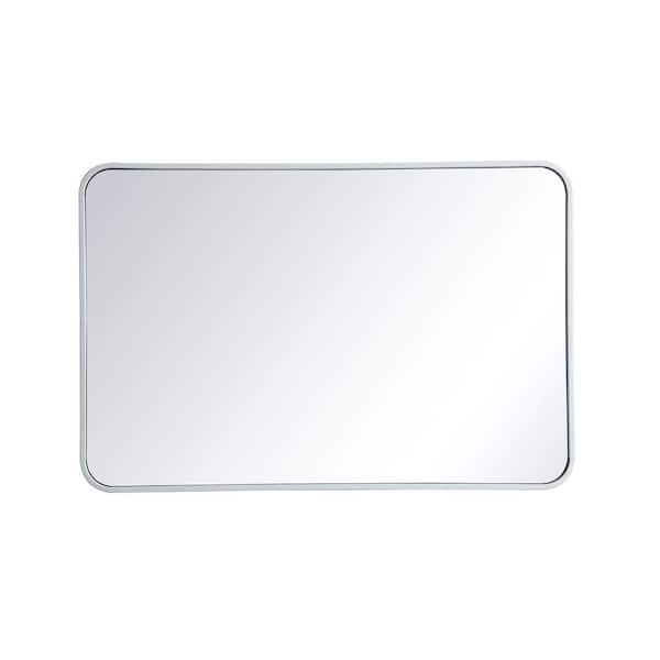 Unbranded Timeless Home 36 in. H x 24 in. W White Modern Soft Corner Rectangular Wall Mirror