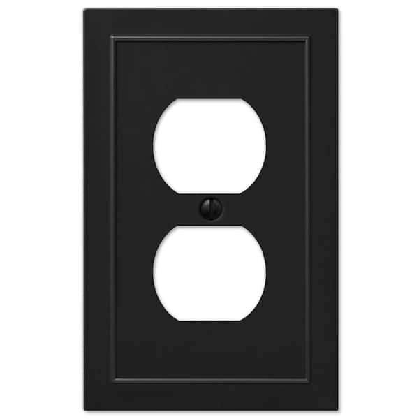 AMERELLE Bethany Black 1-Gang Duplex Outlet Metal Wall Plate (4-Pack)