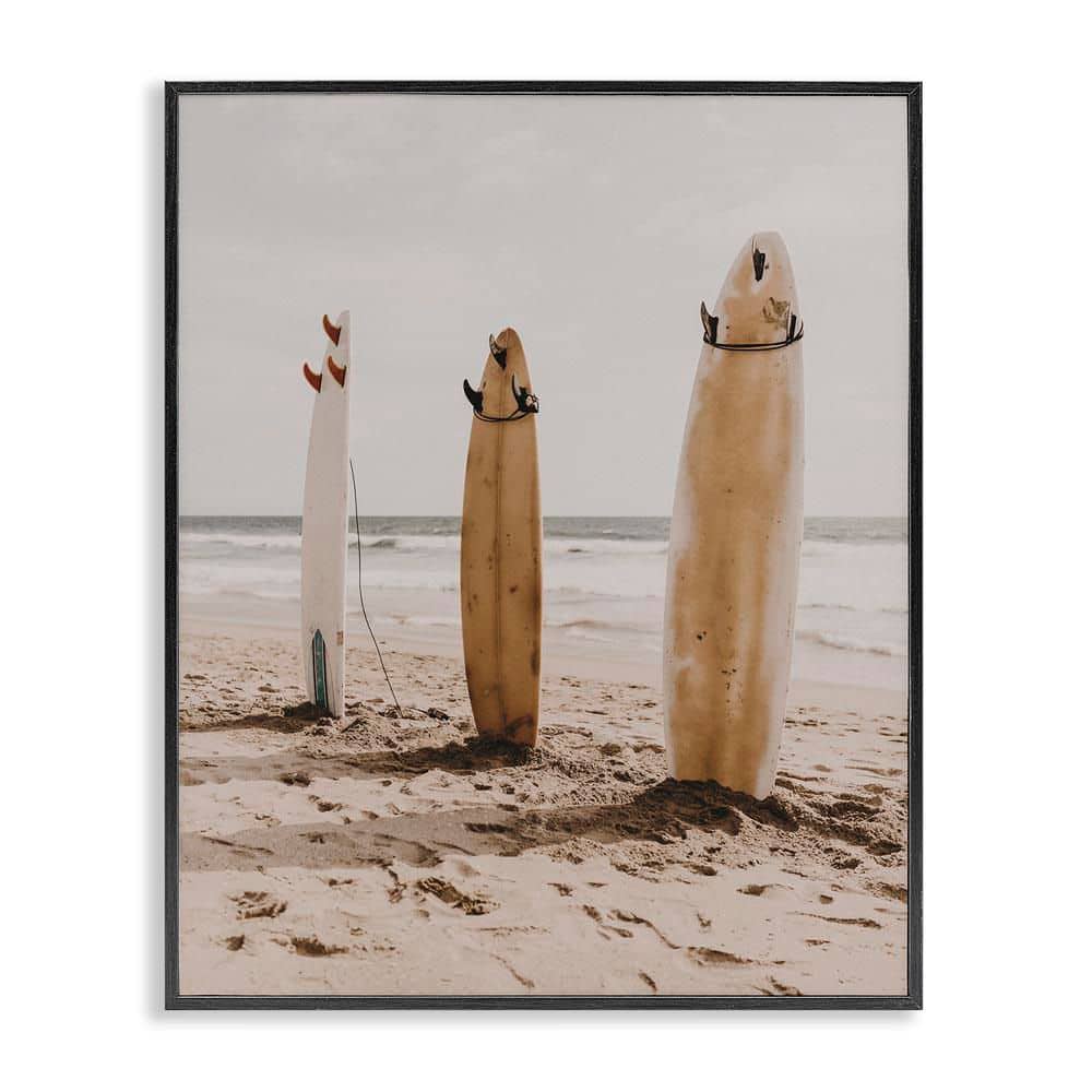 Coastal Standing Surfboards by LSR Design Studio Black Framed Sports Giclee Art Print 30 in. x 24 in. price history on PriceWatchPro