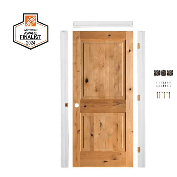 DIY RTA Kit 32 in. x 80 in. Knotty Alder Sq. Top Right-Hand Clear Stain Wood Single Ready To Assemble Interior Door