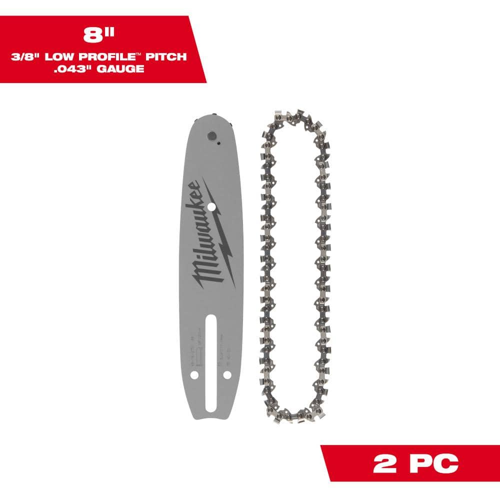 Milwaukee 8 in. Chainsaw Bar & Chain Combo with 3/8 in. Low Profile Pitch and .043 in. Gauge