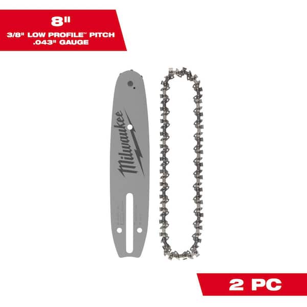 Milwaukee 8 in. Chainsaw Bar & Chain Combo with 3/8 in. Low Profile Pitch and .043 in. Gauge