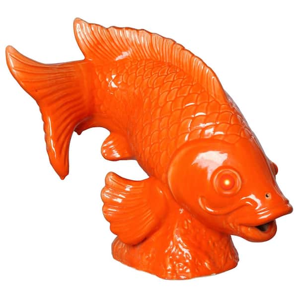 Emissary 21 in. Bright Orange Ceramic Big Fish Statue