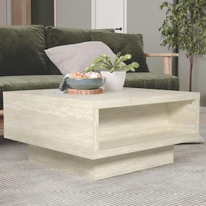 Carmelo 35.4 in. Light Oak Square Wood Top Coffee Table with Storage