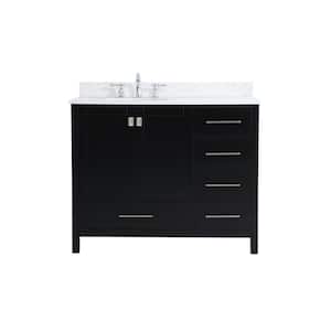 Simply Living 42 in. W x 22 in. D x 34 in. H Bath Vanity in Black with Calacatta White Engineered Marble Top