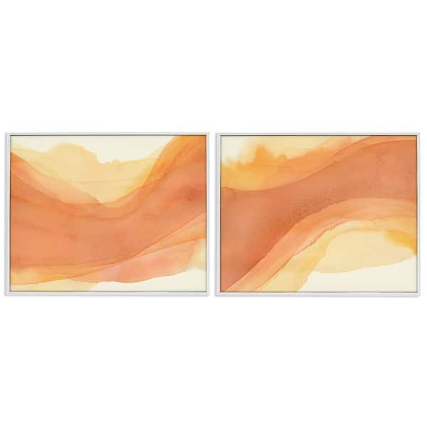 Curving Orange Waves by Grace Popp 2 Pieces White Framed Abstract Giclee Art Print 24 in. x 30 in.