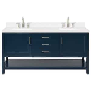 Bayhill 72.25 in. W x 22 in. D x 36 in. H Double Sink Freestanding Bath Vanity in Midnight Blue with Man-Made Stone Top