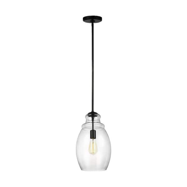 Generation Lighting Marino 1-Light Oil Rubbed Bronze Pendant with Clear Glass Shade