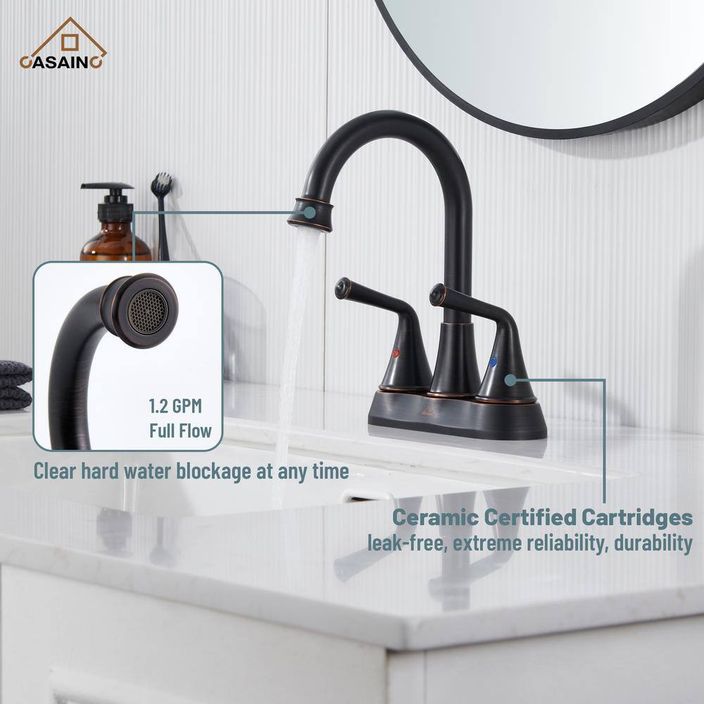 Oil Rubbed Bronze 4-Inch 2-Handle Stainless Steel Bathroom Faucet