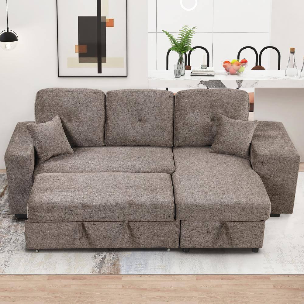 Harper & Bright Designs 95 in. Knox Charcoal Twin Size PullOut Sofa