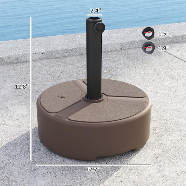 brown patio umbrella base Outsunny Made of heavy Round Patio Umbrella Base in