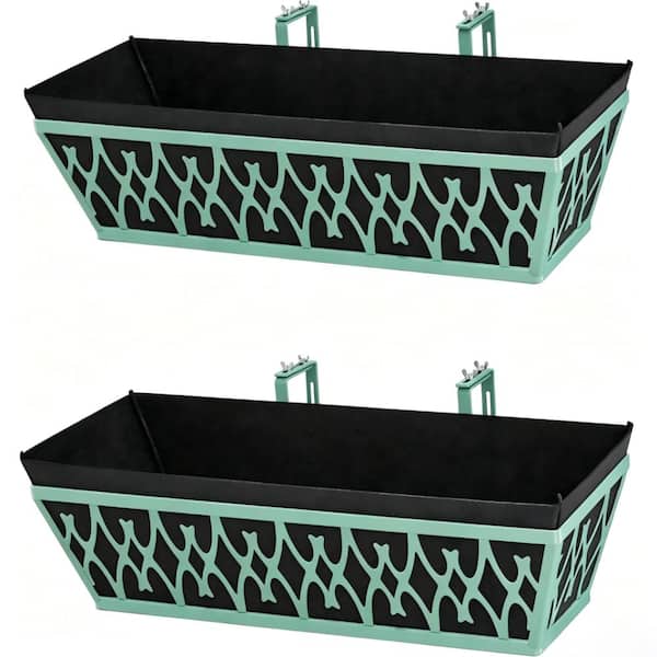 24 in. Window Box Planter with Adjustable Brackets Green 2-Pack