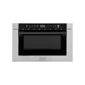 Autograph Edition 24 in. 1000-Watt Built-In Microwave Drawer in Stainless Steel & Traditional Matte Black Handle