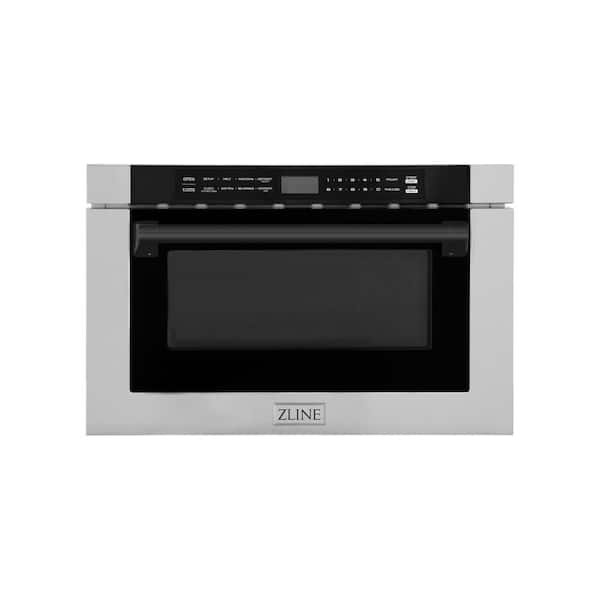 ZLINE Kitchen and Bath Autograph Edition 24 in. 1000-Watt Built-In Microwave Drawer in Stainless Steel & Traditional Matte Black Handle
