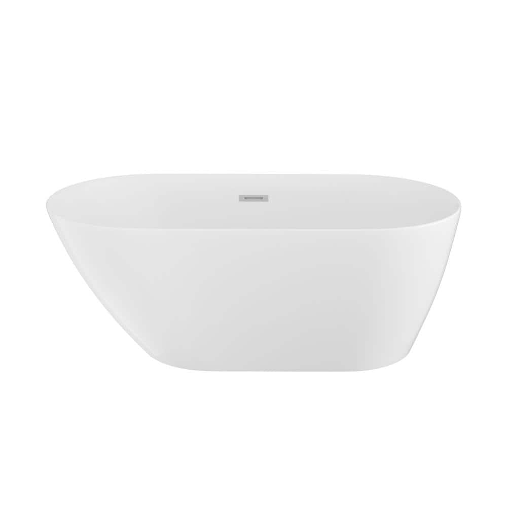 59.06 in. x 29.53 in. Oval Freestanding Acrylic Bathtub White Contemporary Soaking Tub with Drain and Overflow price history on PriceWatchPro