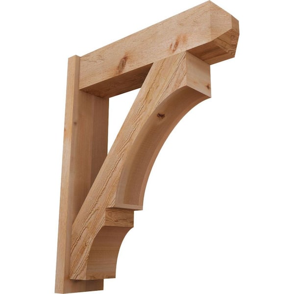 Ekena Millwork 8 in. x 38 in. x 30 in. Western Red Cedar Balboa Craftsman Rough Sawn Outlooker