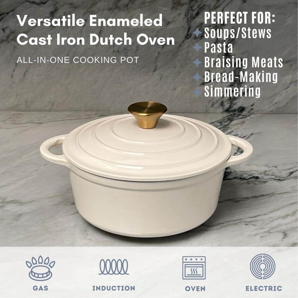 Cream Enameled Cast Iron 2.8 Qt. Dutch Oven with Lid