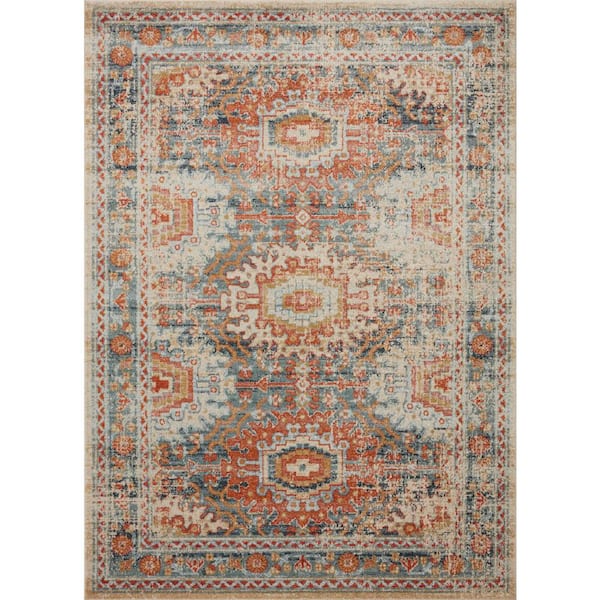 Loloi Jocelyn Mist/Multi 5 ft. 5 in. x 7 ft. 6 in. Transitional 100% Polypropylene Pile Area Rug