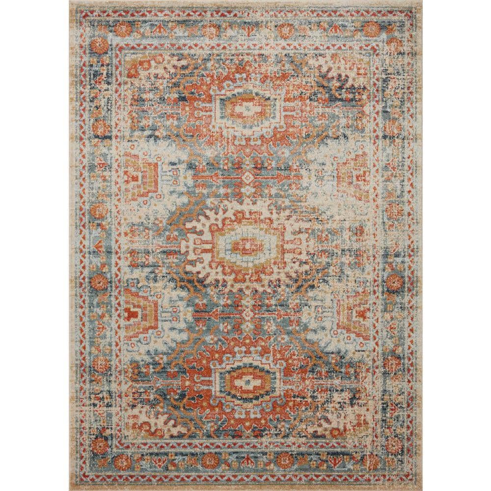 Jocelyn Southwestern Blue and Multicolor Rectangular Rug