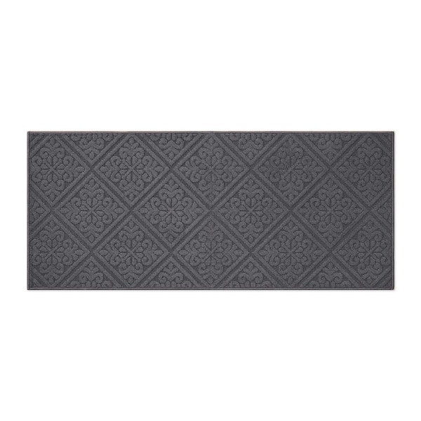 Austell Solid Dark Gray 2 ft. x 5 ft. Geometric Runner Rug