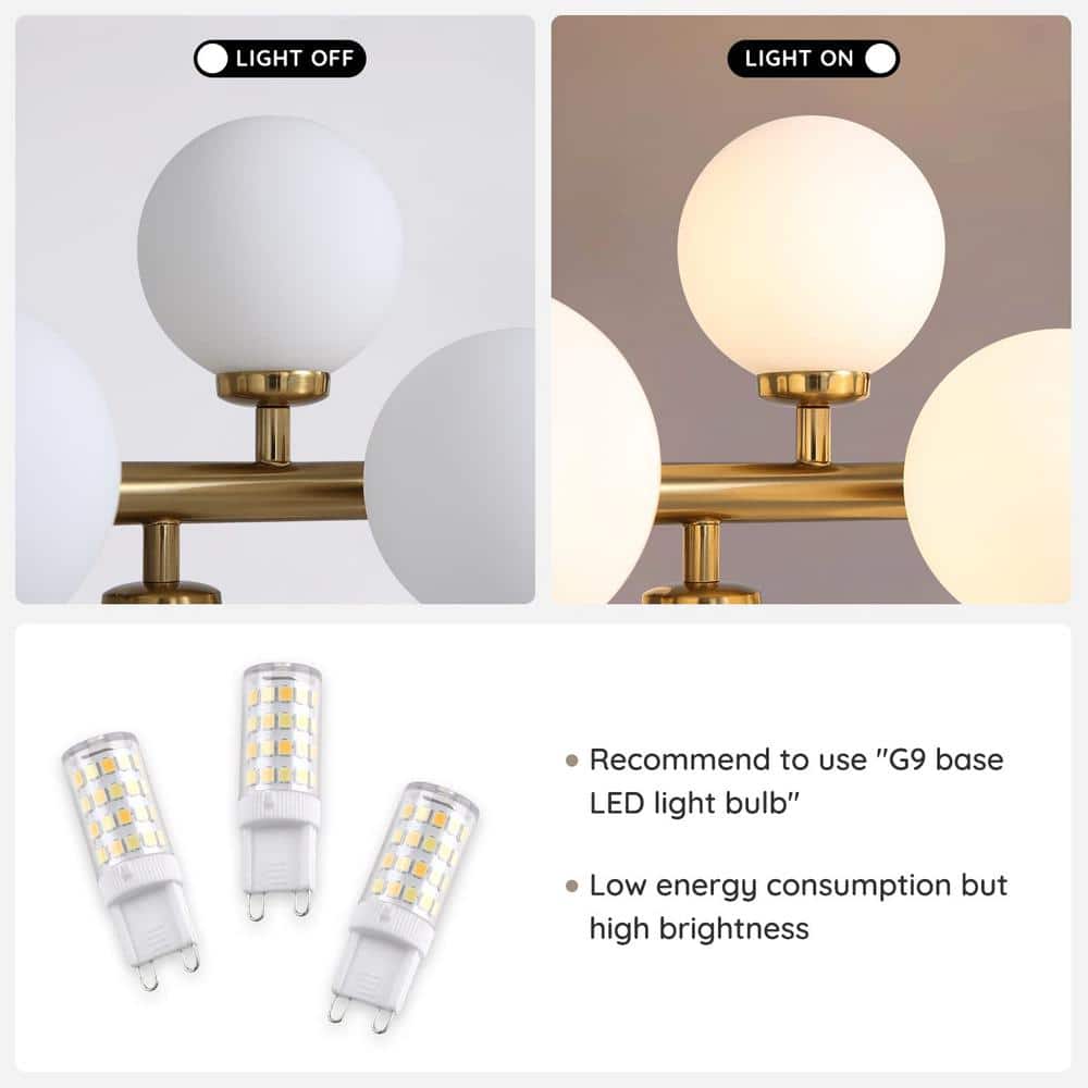 Brass 16-Light Sputnik Chandelier with Frosted Glass Globes