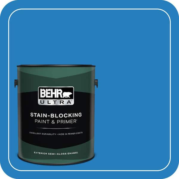 BEHR ULTRA 1 gal. #P510-6 Brilliant Blue Semi-Gloss Enamel Exterior Paint & Primer