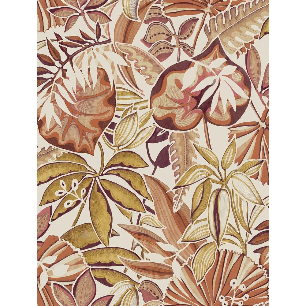 Brown Amber Feuilles Peel and Stick Wallpaper Sample