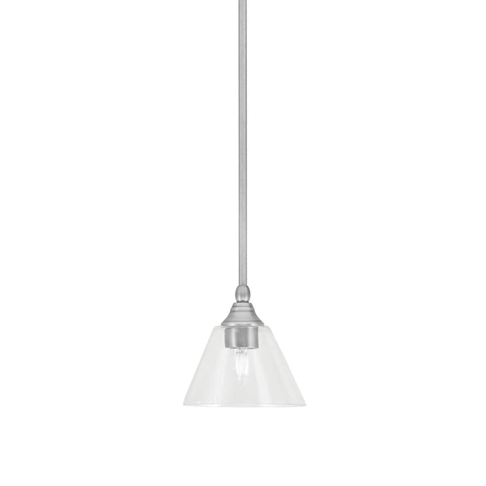 Sparta 100-Watt 1-Light Brushed Nickel Shaded Pendant Light Mini Pendant wi