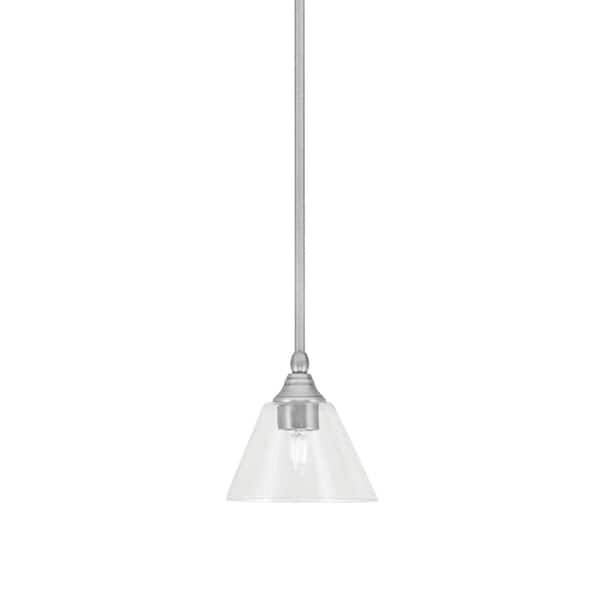Unbranded Sparta 100-Watt 1-Light Brushed Nickel Shaded Pendant Light Mini Pendant with Clear Bubble Glass and No Bulb Included