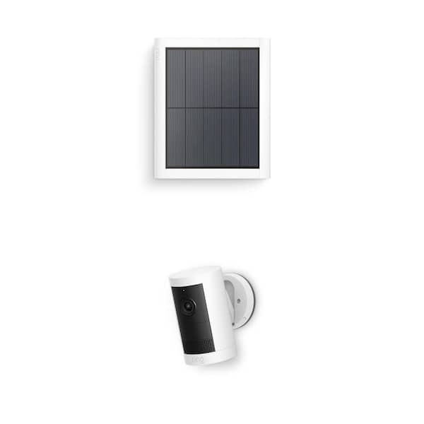 Outdoor Cam Plus 2K Battery Security Camera with Low-Light Sight and 4W Solar Panel Combo - White