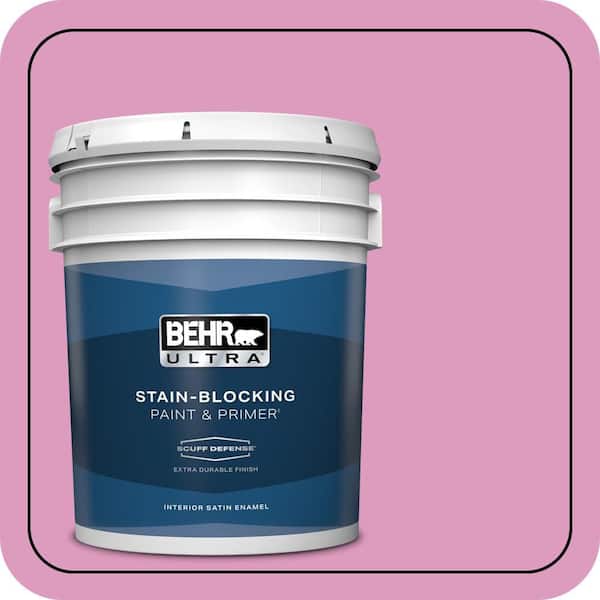 BEHR ULTRA 5 gal. #690B-4 Pink Begonia Extra Durable Satin Enamel Interior Paint & Primer
