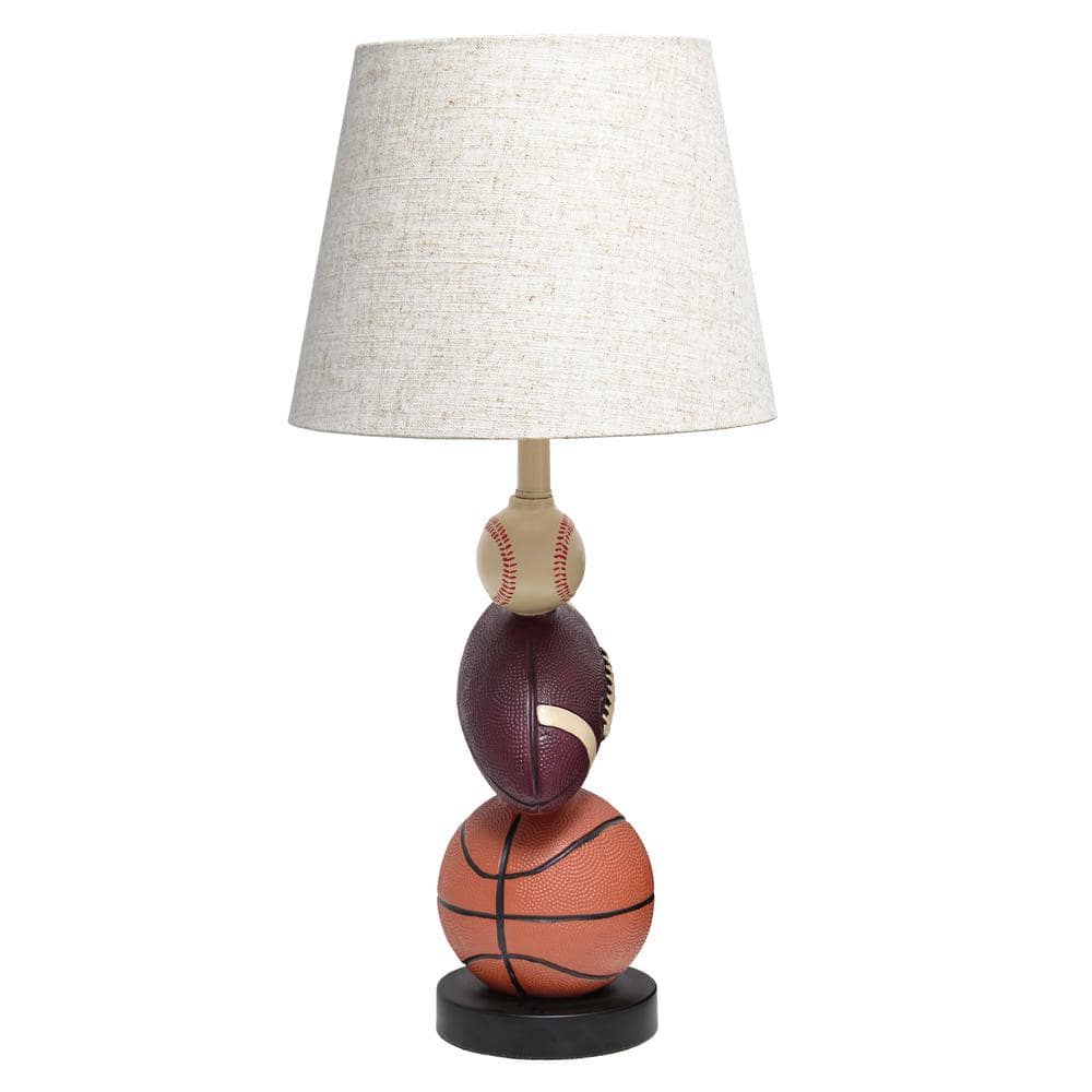22" White Polyresin Sports Combo Table Lamp for Kids