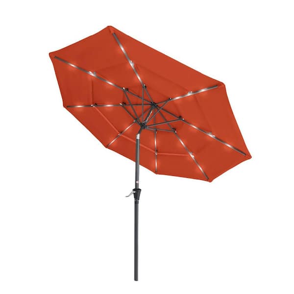 Unbranded 10 ft. Steel Market Solar Patio Umbrella in Rust with Push Button Tilt