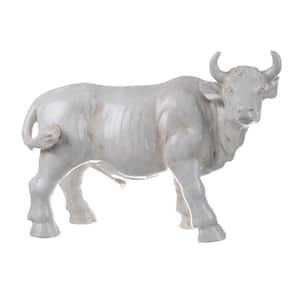 Crackled White Hector Bull Statuette