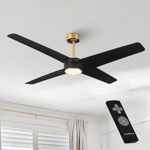 Modern 60 in. Indoor Integrated CCT LED Gold and Black Ceiling Fan with Light, Remote Control and Reviserble DC Motor