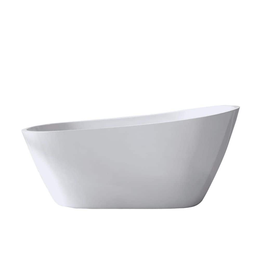59 in. x 30 in. Freestanding Soaking Bathtub with Center Drain in White price history on PriceWatchPro