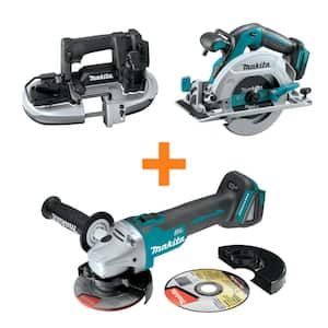 18V LXT Sub-Compact Brushless Band Saw and 18V LXT Brushless Circular Saw with bonus 18V LXT Brushless Angle Grinder