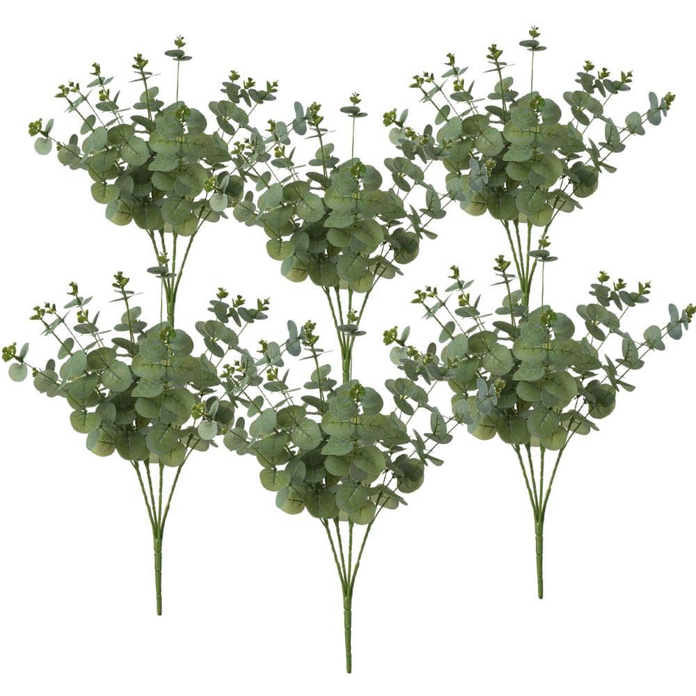 Set of 6 Faux Eucalyptus Greenery Stems