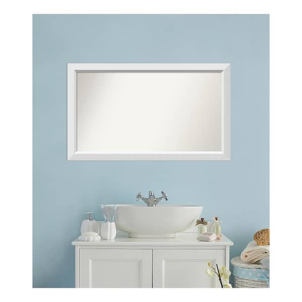 Amanti Art Blanco White 42.25 in. x 25.25 in. Custom Non-Beveled Wood Framed Bathroom Vanity Wall Mirror