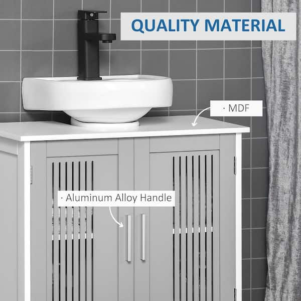 kleankin Vanity Base Cabinet, Under-Sink Bathroom Cabinet Storage with  U-Shape Cut-Out, White and Grey - On Sale - Bed Bath & Beyond - 33701839