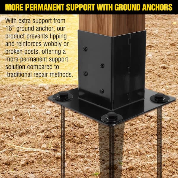 16 in No-Dig 4x4 Ground Spike Post Anchor Powder-Coated Steel with