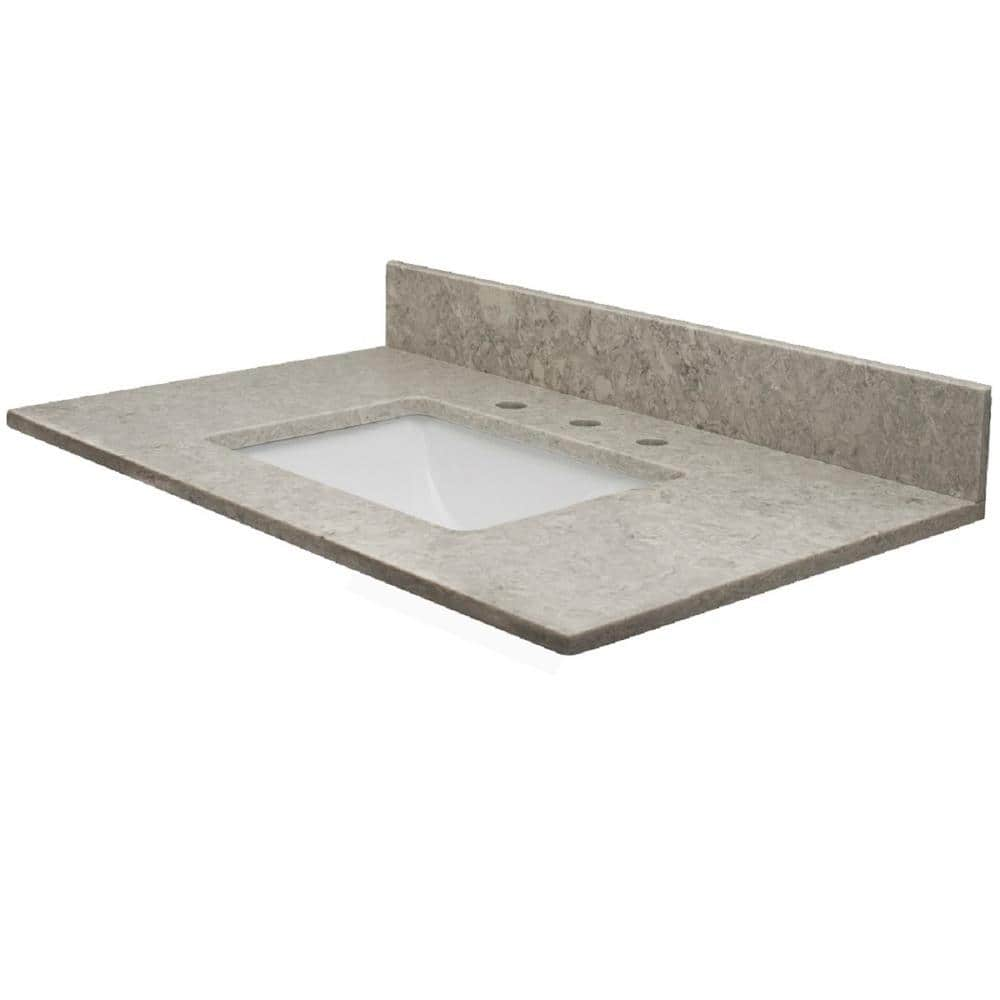 Vista 25 in. W x 22 in. D Quartz Single Rectangle Basin Vanity Top in Nova Mist with White Basin -  MarCraft, VQNM2522801