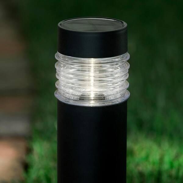 Hampton Bay 8 Lumens Black Outdoor Solar Bollard Light (6