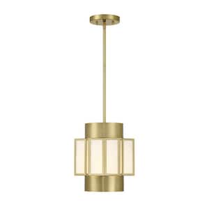 Gideon 16 in. W x 17.50 in. H 3-Light Warm Brass Statement Pendant Light with Capiz Shell Metal Shade