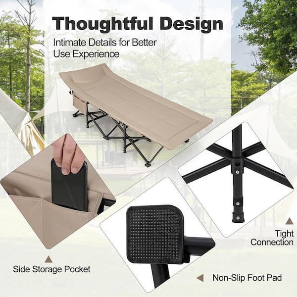 Gymax Folding Camping Cot Portable Tent Sleeping Bed with Cushion
