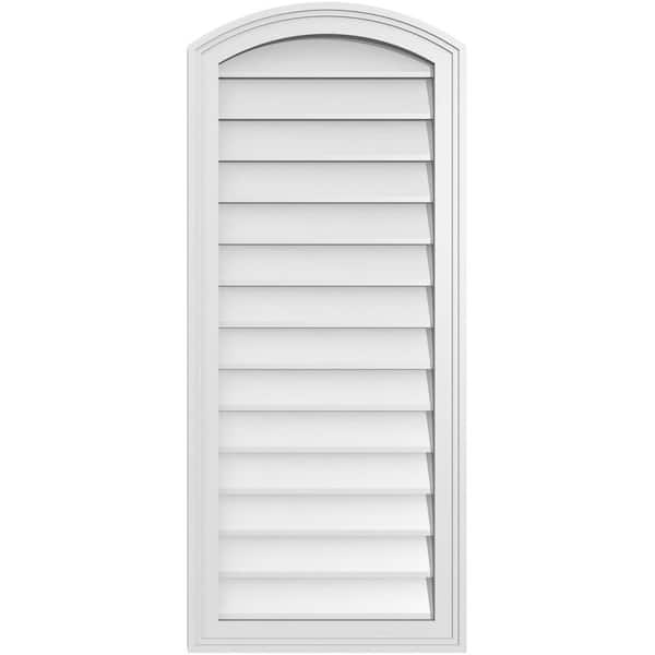 Ekena Millwork 18" x 42" Arch Top Surface Mount PVC Gable Vent: Functional with Brickmould Frame