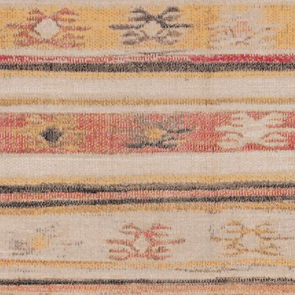 Taupe and Multi Stripe Low Pile Outdoor Rug