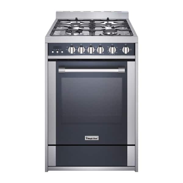 24 in. 4 Burner Freestanding Gas Range in Stainless Steel