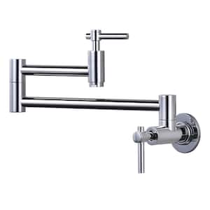 Wall Mounted Pot Filler Faucet with Double Joint Swing Arm in Chrome