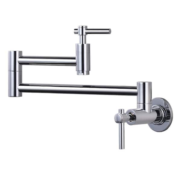 Arcora Wall Mounted Pot Filler Faucet With Double Joint Swing Arm In Chrome Ar7103001c The 1167